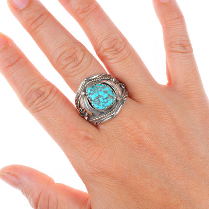 sz12 H Boyd Navajo sterling silver vintage ring with turquoise