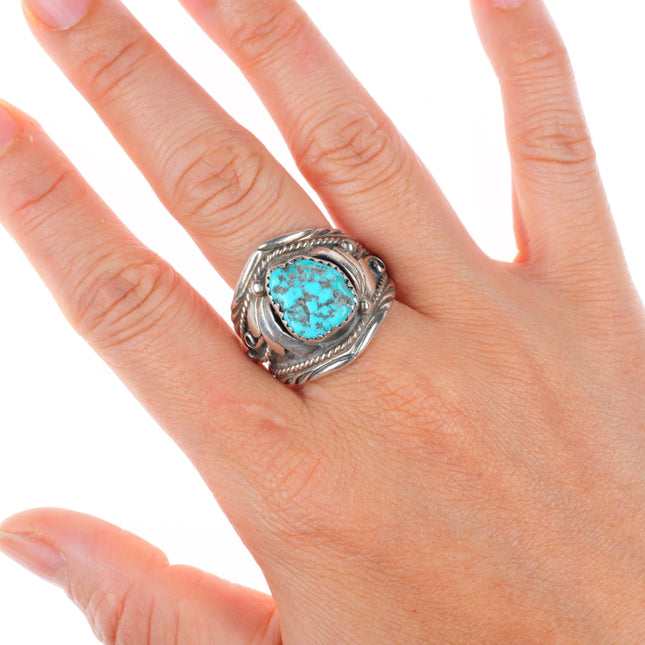 sz12 H Boyd Navajo sterling silver vintage ring with turquoise