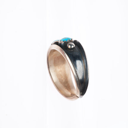 sz9 vintage Navajo sterling silver 3 stone turquoise row ring