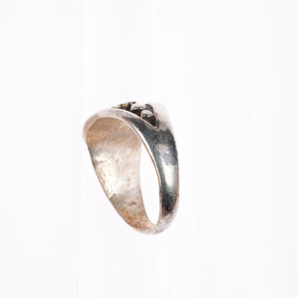 sz9.5 vintage Navajo sterling silver modernist flush inlay turquoise ring