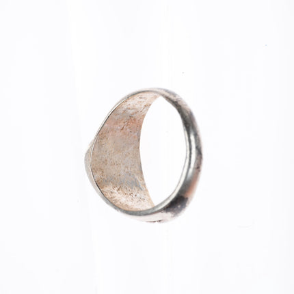 sz9.5 vintage Navajo sterling silver modernist flush inlay turquoise ring