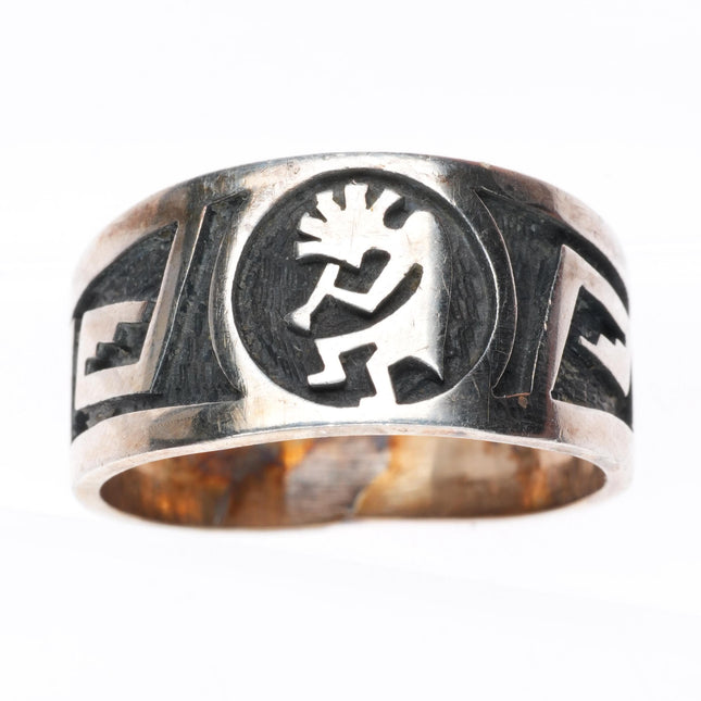 sz10 Steven Sockyma Hopi overlay Kokopelli ring sterling silver