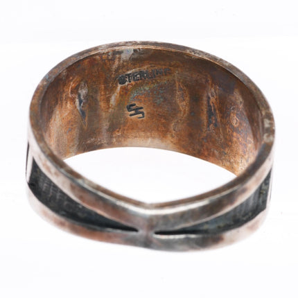 sz10 Steven Sockyma Hopi overlay Kokopelli ring sterling silver