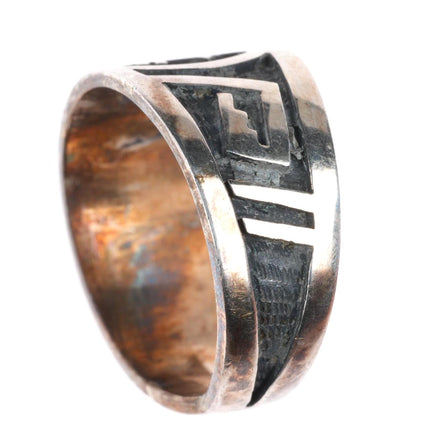 sz10 Steven Sockyma Hopi overlay Kokopelli ring sterling silver