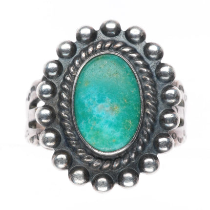 sz7 1940-50's Fred Harvey type sterling silver turquoise southwest tourist ring