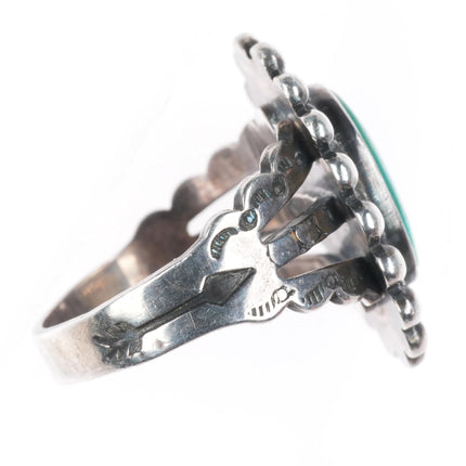 sz7 1940-50's Fred Harvey type sterling silver turquoise southwest tourist ring