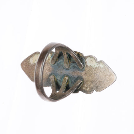 sz9 Large vintage bell trading post sterling silver and turquoise long ring