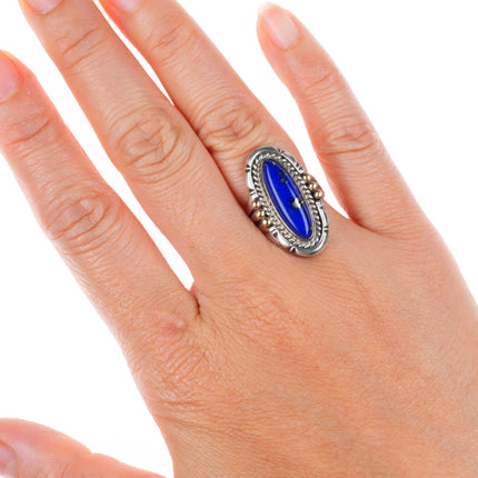 sz5.5 Artie Yellowhorse Navajo 14k gold sterling silver lapis lazuli ring