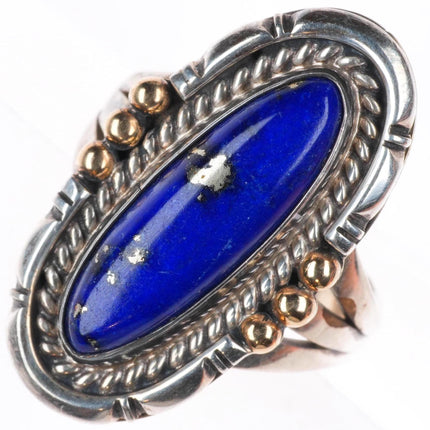 sz5.5 Artie Yellowhorse Navajo 14k gold sterling silver lapis lazuli ring
