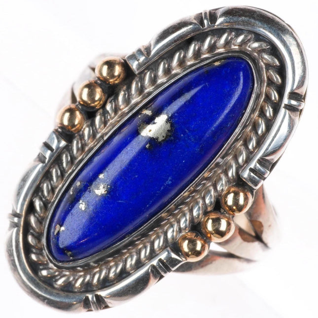 sz5.5 Artie Yellowhorse Navajo 14k gold sterling silver lapis lazuli ring