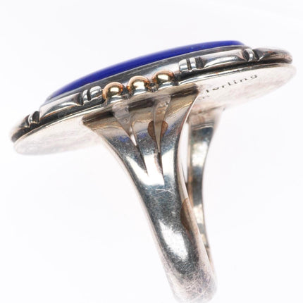 sz5.5 Artie Yellowhorse Navajo 14k gold sterling silver lapis lazuli ring