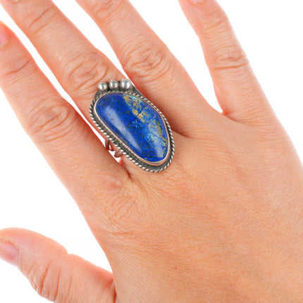 sz8 vintage Navajo sterling silver chrysocolla rope bezel ring TW