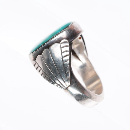 sz13 vintage Navajo sterling silver turquoise size 13 men's ring