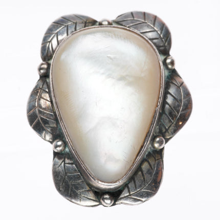 sz7.5 RJ Nuna vintage Native American sterling silver shell ring
