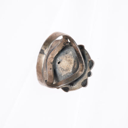sz9 vintage c1940's Navajo Fred Harvey style sterling silver moss agate ring