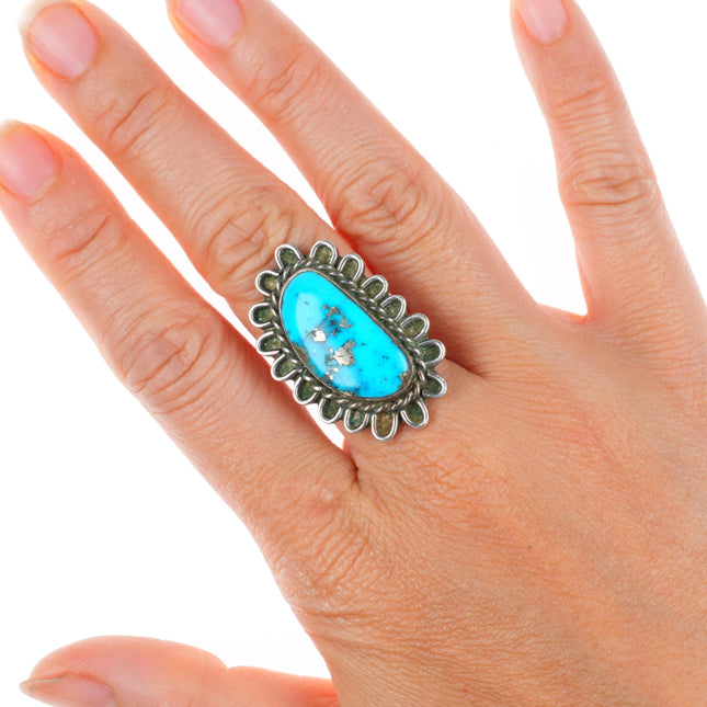 sz6.75 vintage Navajo sterling silver ring with nice turquoise