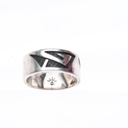 sz7.5 Leonard Shupla Hopi overlay band ring sterling silver