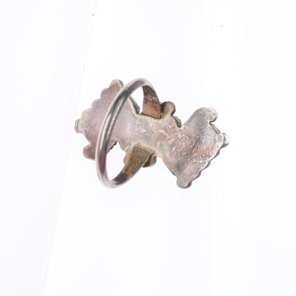 sz6 vintage Zuni sterling silver turquoise needlepoint-snake eye ring