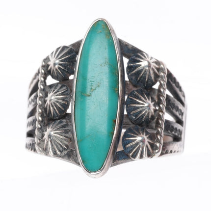 sz6 c1930-40's Fred Harvey style Navajo sterling silver ring with turquoise