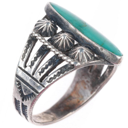 sz6 c1930-40's Fred Harvey style Navajo sterling silver ring with turquoise