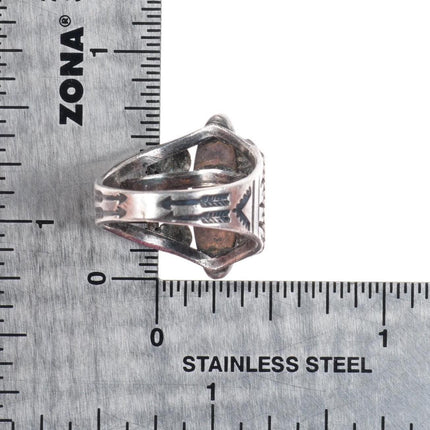 sz6 c1930-40's Fred Harvey style Navajo sterling silver ring with turquoise