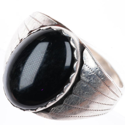 sz11.25 vintage Navajo sterling silver onyx size 11.25 men's ring
