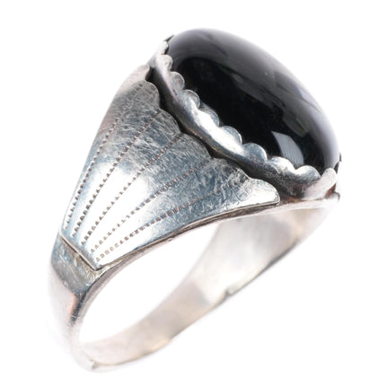 sz11.25 vintage Navajo sterling silver onyx size 11.25 men's ring