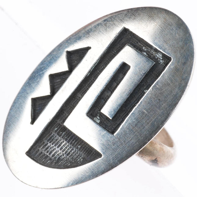 sz7 vintage Hopi Silvercrafts Guild Overlay ring sterling silver