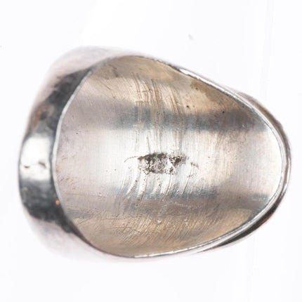 sz10 vintage Zuni sterling silver turquoise inlay hummingbird size 10 men's ring