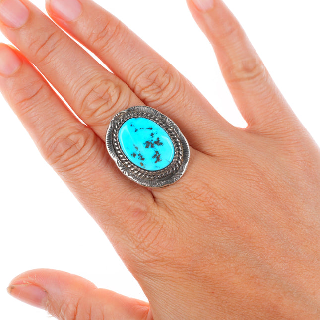 sz8 M vintage Navajo Kingman Turquoise sterling silver size 8 ring
