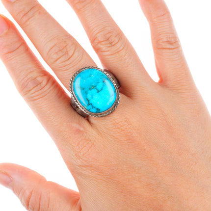 sz13 Vintage Navajo sterling silver Kingman turquoise size 13 men's ring