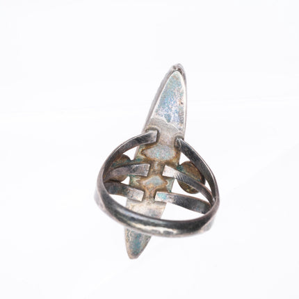 sz7 vintage Zuni sterling silver high grade intarsia inlay long ring