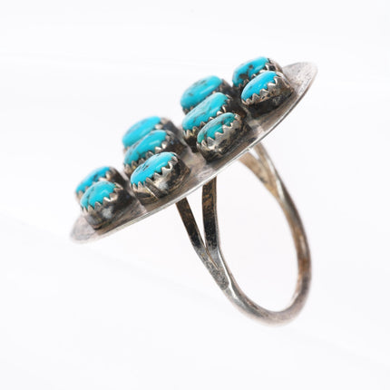 sz13.5 ring (Or Scarf Slide) vintage Navajo sterling silver turquoise cluster