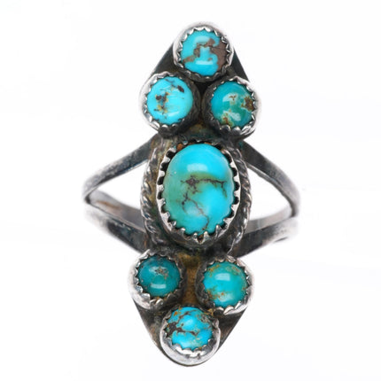 sz7 vintage Navajo sterling silver high grade turquoise cluster ring