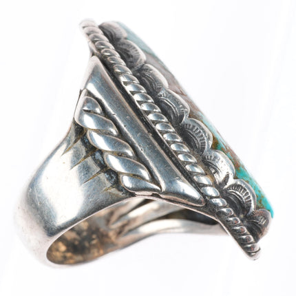 sz10 vintage Navajo Pilot Mountain turquoise large sterling silver ring