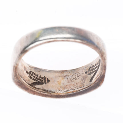 sz8 Allen Pooyouma Hopi vintage channel inlay turquoise ring size 8