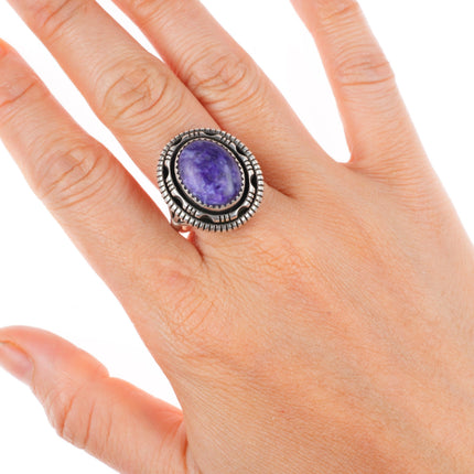 sz7 vintage Johnson Navajo sterling silver purple Charoite ring