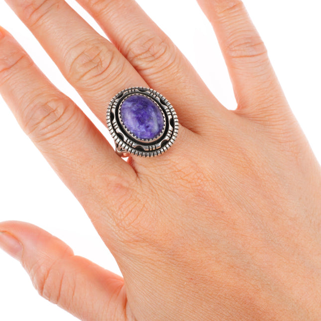 sz7 vintage Johnson Navajo sterling silver purple Charoite ring