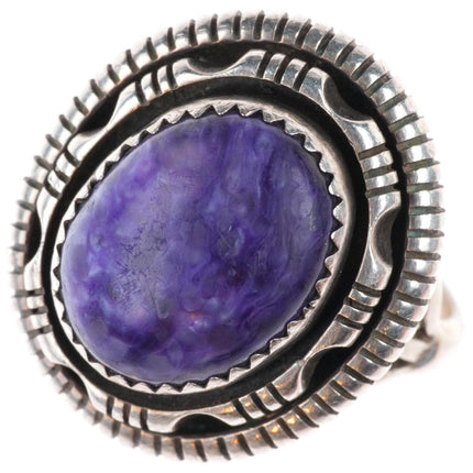 sz7 vintage Johnson Navajo sterling silver purple Charoite ring