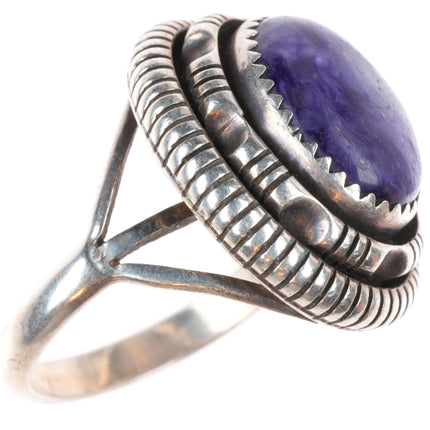 sz7 vintage Johnson Navajo sterling silver purple Charoite ring