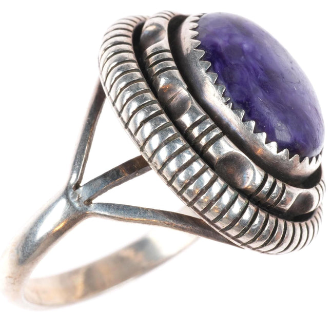 sz7 vintage Johnson Navajo sterling silver purple Charoite ring