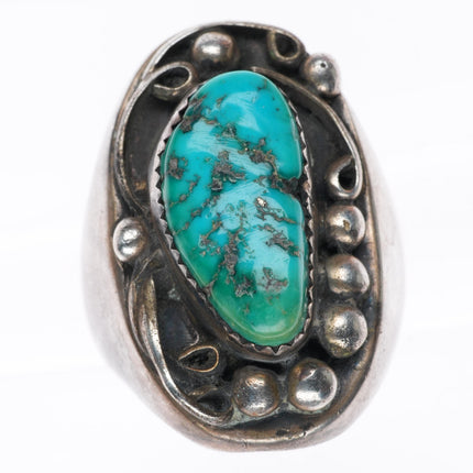 sz11 big vintage Navajo sterling silver size 11 men's turquoise ring