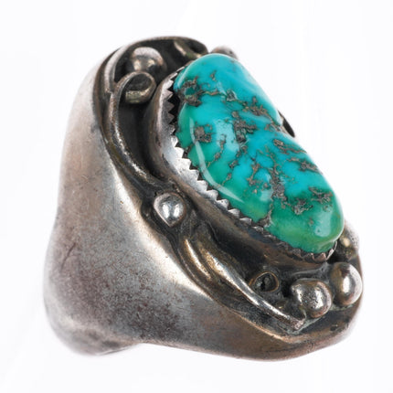sz11 big vintage Navajo sterling silver size 11 men's turquoise ring
