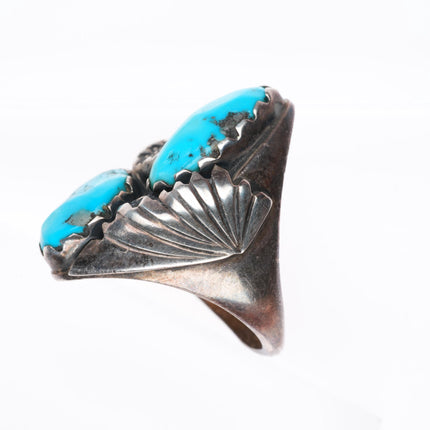 sz10.5 vintage Zuni sterling silver men's ring with nice turquoise