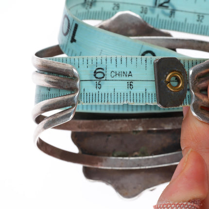 6.5" vintage Navajo sterling silver cluster cuff bracelet with nice turquoise