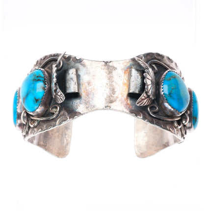 6.5" vintage Navajo sterling silver turquoise watch cuff bracelet