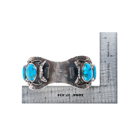 6.5" vintage Navajo sterling silver turquoise watch cuff bracelet