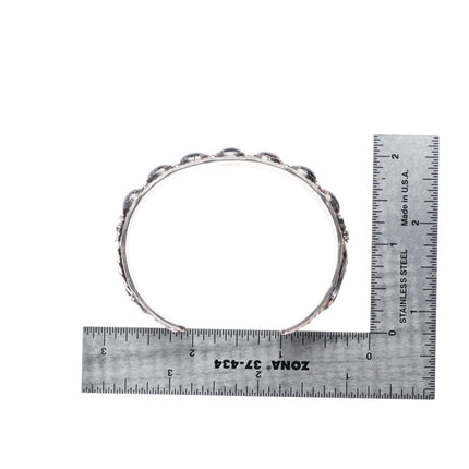 6.6" vintage Frank Sandoval Navajo sterling silver Hematite row cuff bracelet