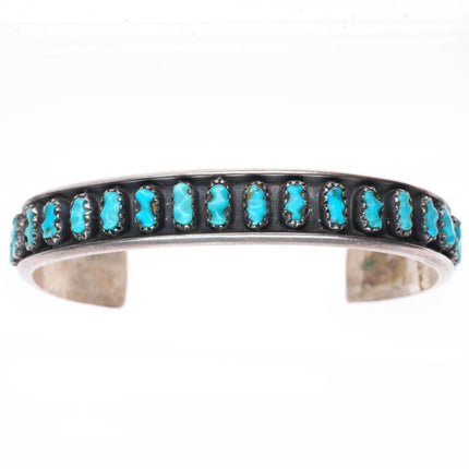 6.7" Vintage Zuni sterling silver carved turquoise stacker cuff bracelet