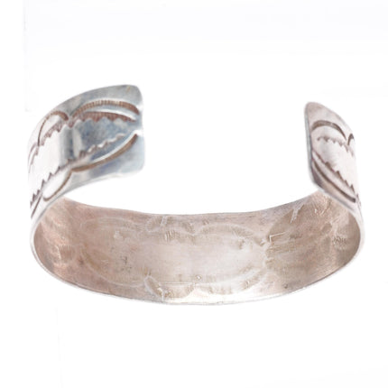 6.25" c1940's Navajo deep stamped sterling silver wide band cuff bracelet